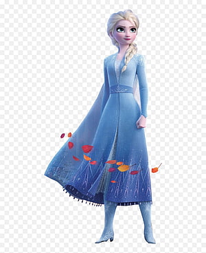 Elsa from Frozen 2 in Blue Autumn Dress with Falling Leaves HD phone wallpaper
