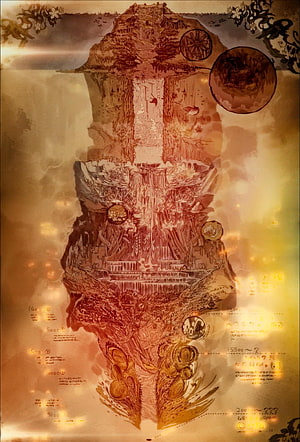 Made in Abyss Ancient Ruins Map with Depth Markers and Hand-Drawn Illustrations HD phone wallpaper