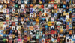 Massive collage of classic and modern movie posters arranged in a dense grid pattern for film enthusiasts HD wallpaper