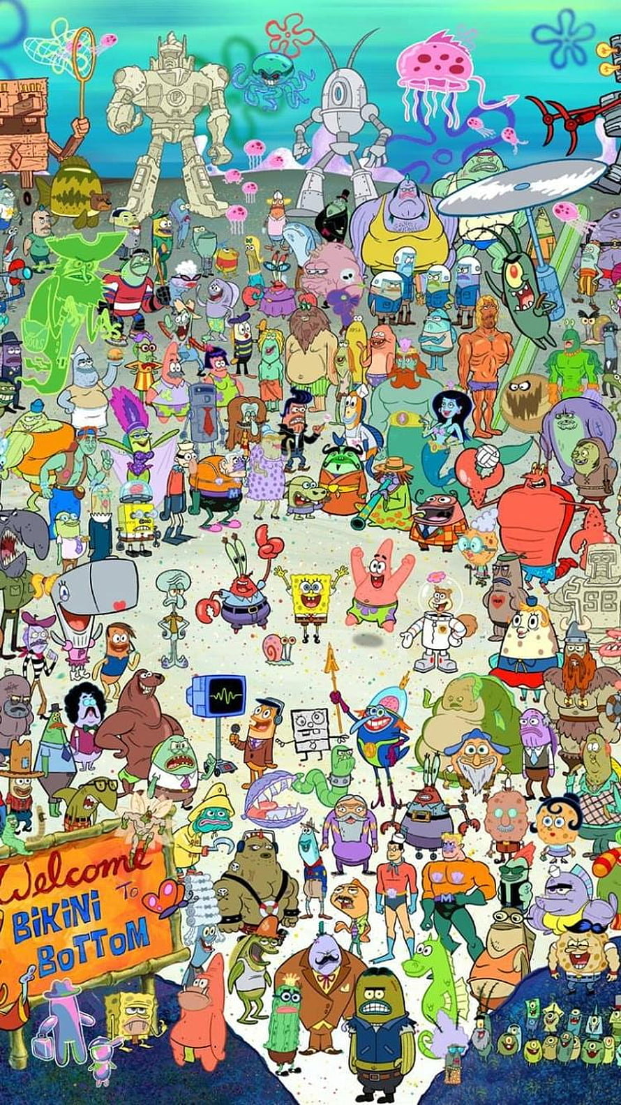 SpongeBob SquarePants Bikini Bottom Character Collection Poster HD phone wallpaper