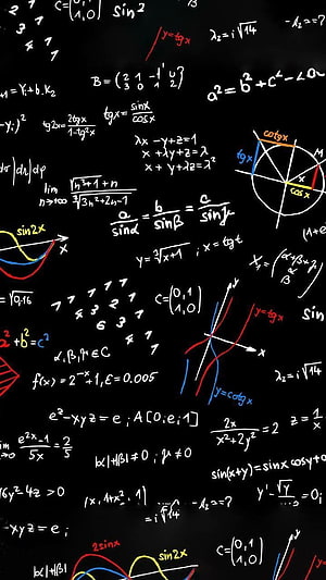 Colorful Mathematical Equations and Trigonometric Graphs on Black Background HD phone wallpaper