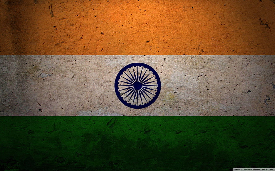 Vintage Grunge India Flag Wallpaper with Ashoka Chakra on Textured Concrete Background HD wallpaper