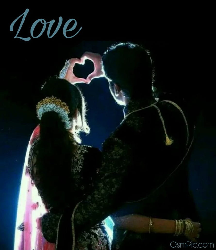 Romantic Couple Silhouette Making Heart Shape With Hands In Traditional Attire, Top 43 Love For Whatsapp Dp Love Status Pic, romantic dp HD phone wallpaper