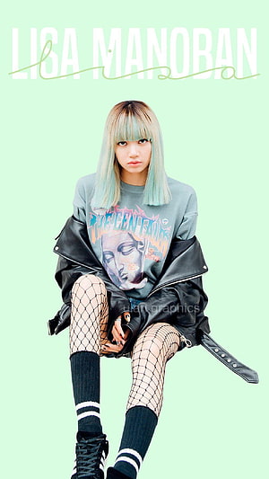 Lisa from BLACKPINK in edgy streetwear with pastel hair and fishnet tights HD phone wallpaper