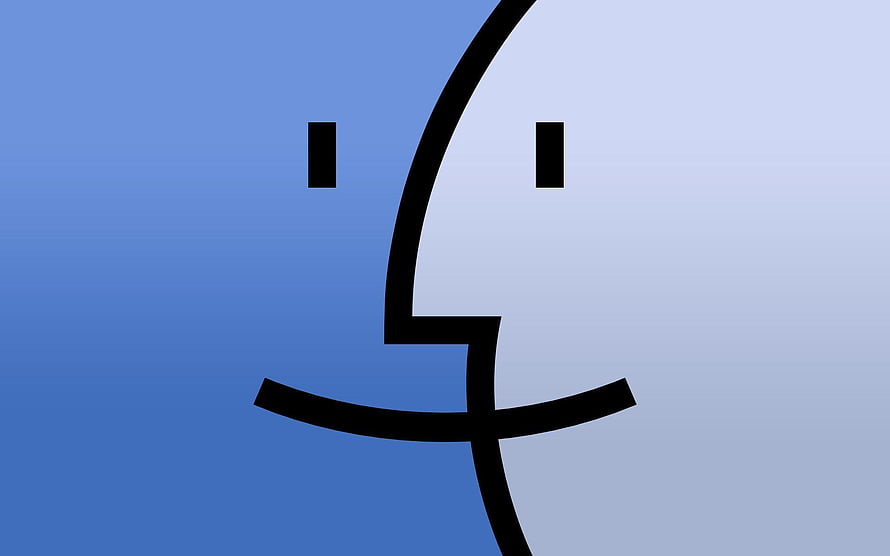 Mac OS Classic Minimalist Face Logo on Blue Gradient Background HD wallpaper