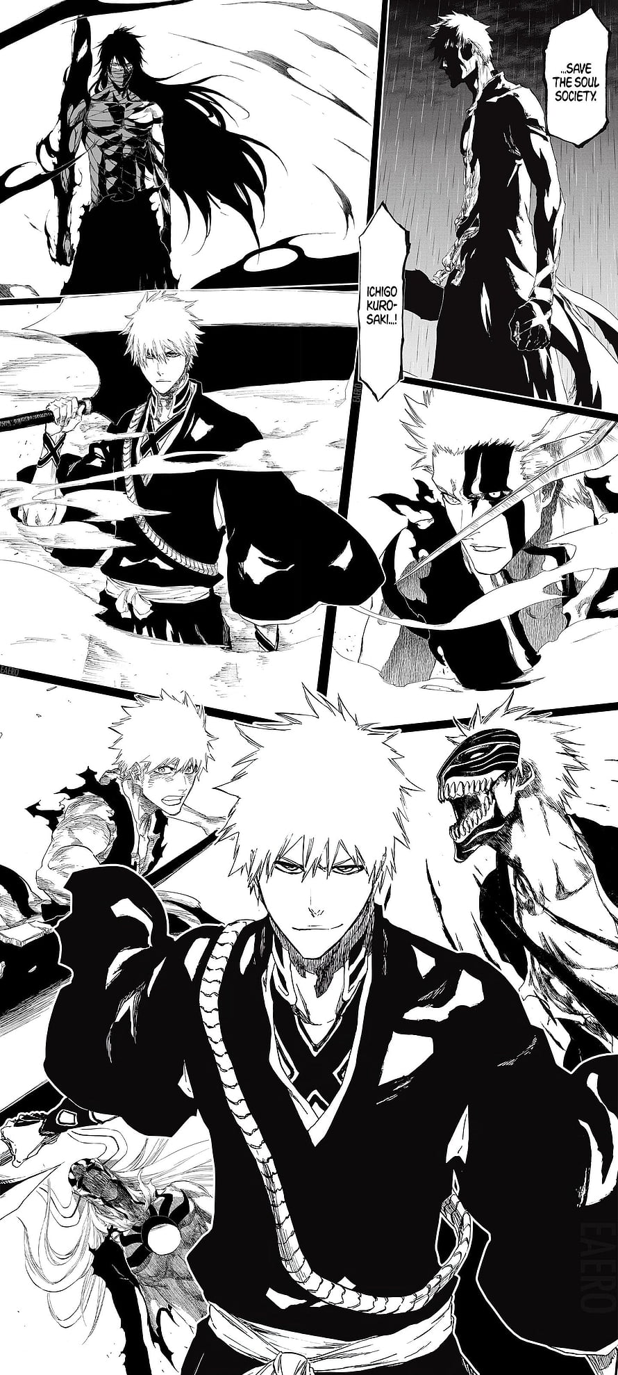 Ichigo Kurosaki Bleach Manga Panel Compilation Black and White Anime Art, Eaero, ichigo manga HD phone wallpaper