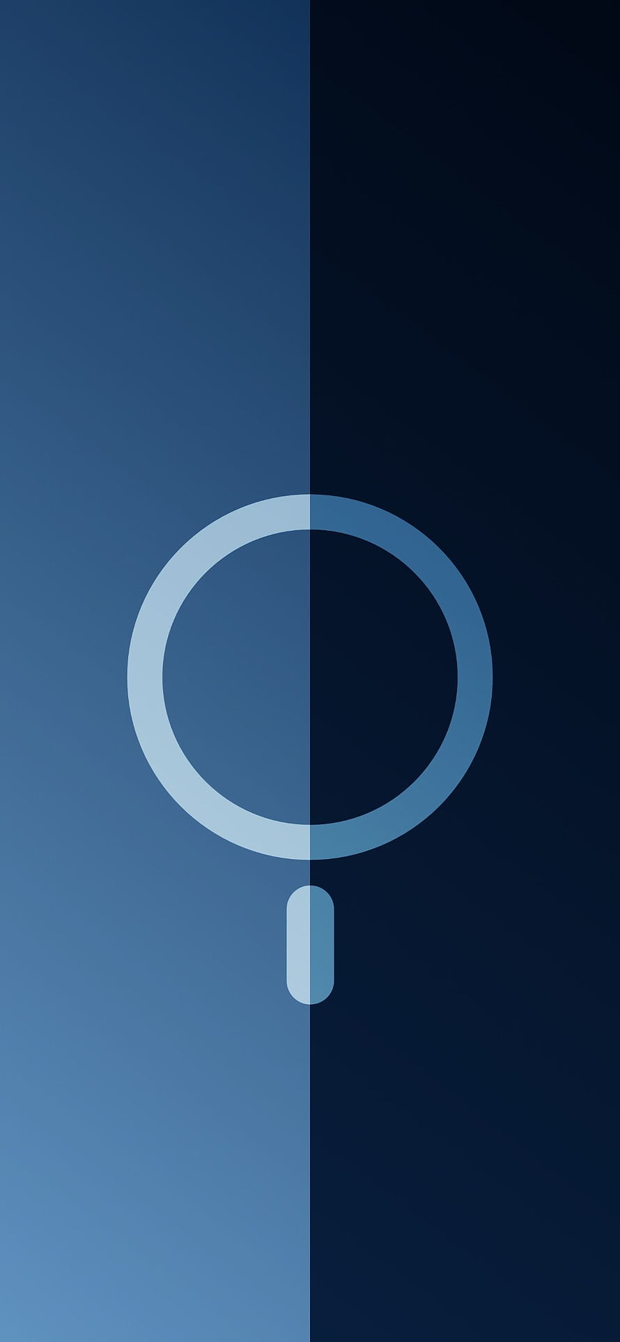 Minimalist MagSafe Charging Ring on Split Blue Gradient Background HD phone wallpaper
