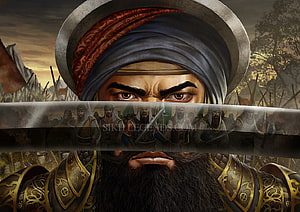 Baba Banda Singh Bahadur: Sikh Warrior Portrait with Turban and Ornate Armor HD wallpaper