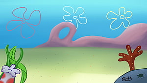 SpongeBob SquarePants Bikini Bottom Underwater Landscape with Coral and Sea Plants HD wallpaper