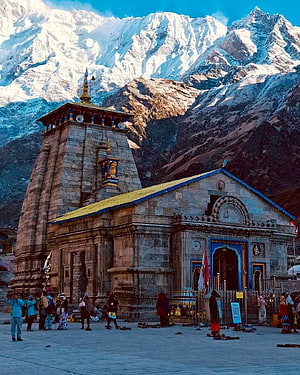 Muktinath Temple in Nepal with Snowy Himalayan Mountains Background HD phone wallpaper