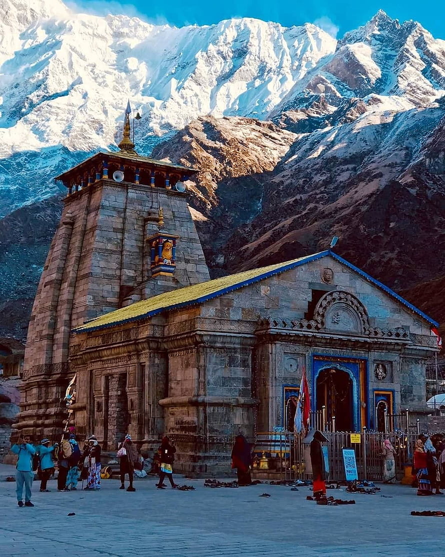 Muktinath Temple in Nepal with Snowy Himalayan Mountains Background HD phone wallpaper