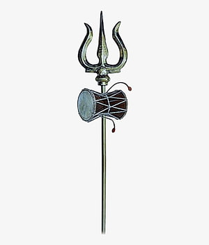 Traditional Indian Trishul and Damru Staff Illustration on White Background HD phone wallpaper