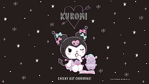 Kuromi and Baku Sanrio Character Illustration with Stars and Heart HD wallpaper
