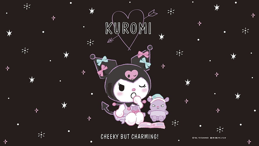 Kuromi and Baku Sanrio Character Illustration with Stars and Heart HD wallpaper