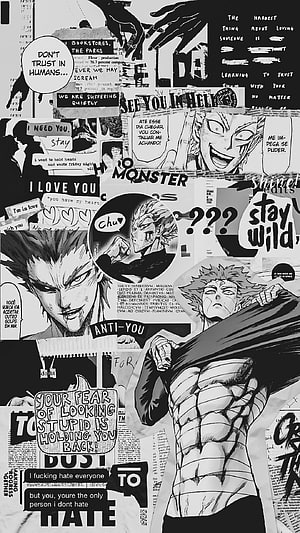 Black and White Manga Collage Featuring Rudeus Greyrat and Roxy Migurdia, garou aesthetic one punch man, #Garou HD phone wallpaper