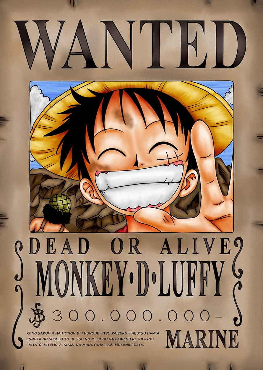 Monkey D. Luffy Wanted Poster from One Piece with 300 Million Berry Bount HD phone wallpaper