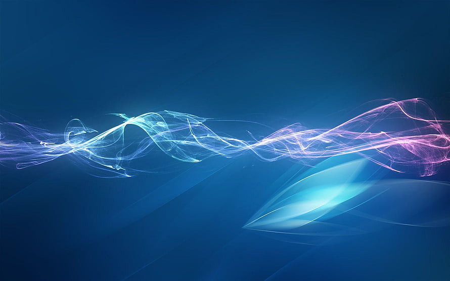 Abstract Electric Blue and Pink Light Waves on Dark Background HD wallpaper
