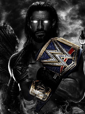 Roman Reigns WWE Universal Champion with Glowing Eyes and Tribal Tattoos, The tribal chief art: WWE, roman reigns tribal chief HD phone wallpaper