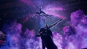 Camille and Jhin Confrontation in Purple Smoke and Sparks HD wallpaper
