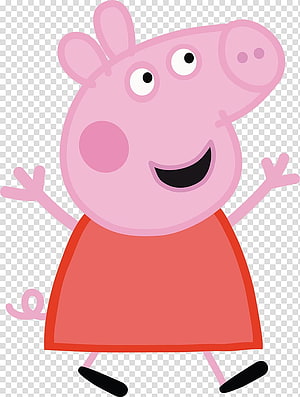 Peppa Pig Cartoon Character in Red Dress with Arms Raised on Transparent Background HD phone wallpaper