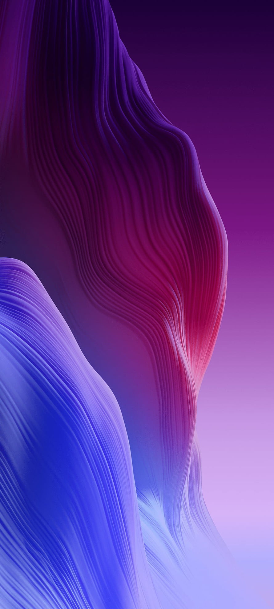 Realme UI 3.0 Abstract Flowing Gradient Waves in Purple and Blue HD phone wallpaper