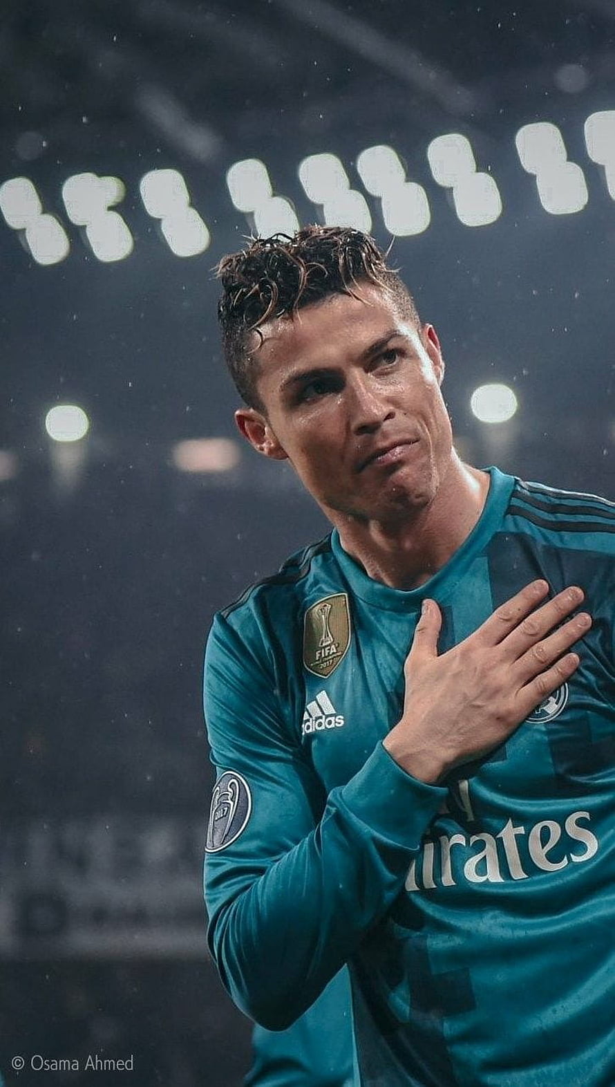 Cristiano Ronaldo Real Madrid Teal Jersey Portrait HD phone wallpaper
