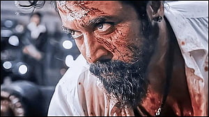 Intense Close-Up of a Bloodied Man with a Beard and Torn White Shirt, Suriya reveals the person behind the terrifying look of Rolex sir in 'Vikram'!, vikram movie rolex HD wallpaper