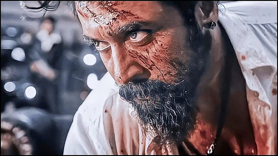 Intense Close-Up of a Bloodied Man with a Beard and Torn White Shirt, Suriya reveals the person behind the terrifying look of Rolex sir in 'Vikram'!, vikram movie rolex HD wallpaper