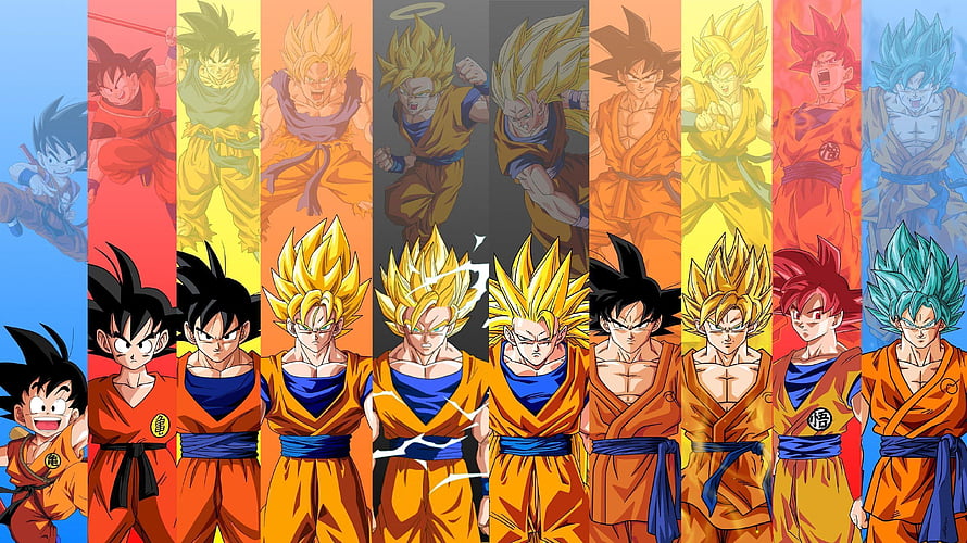 Dragon Ball Z Goku Evolution Timeline All Transformations Super Saiyan Blue HD wallpaper
