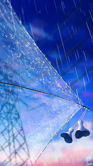 Weathering With You Transparent Umbrella Rain Scene Digital Art HD phone wallpaper