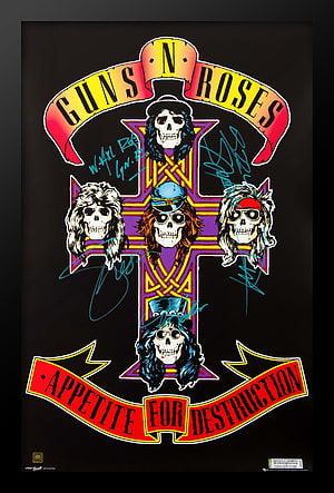 Guns N' Roses Appetite for Destruction Skull Cross Concert Poster Art HD phone wallpaper