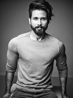 Shahid Kapoor Black and White Studio Portrait with Full Beard and Slicked Back Hair HD phone wallpaper