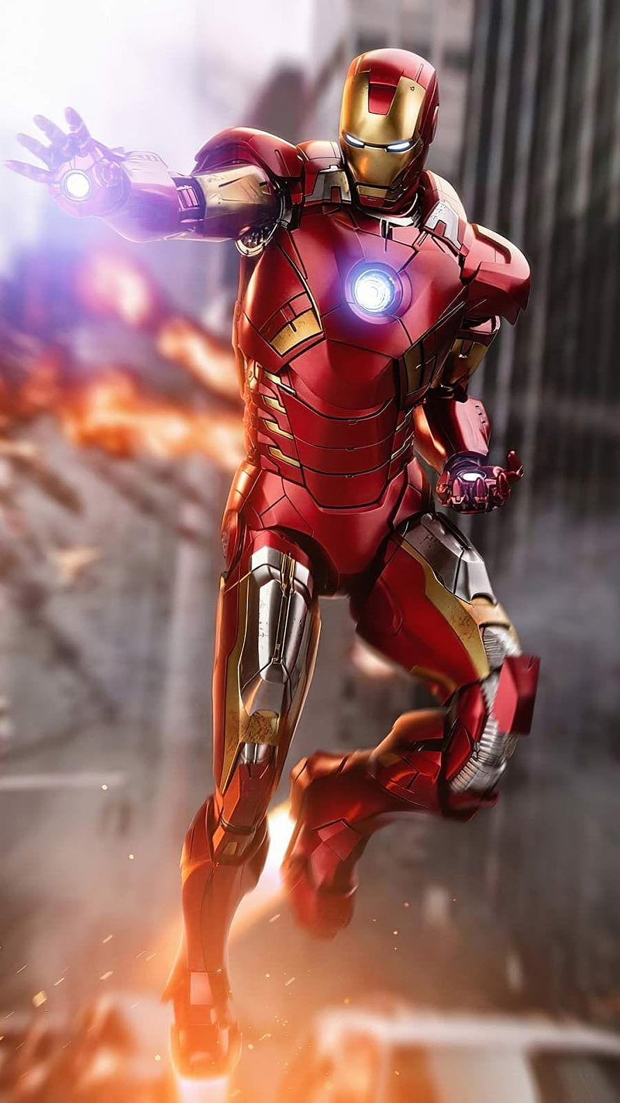 Iron Man Mark 50 Nanotech Armor Flying Action Scene, Iron Man Fly, iron man mobile HD phone wallpaper