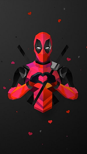 Deadpool Low Poly Art Making Heart Shape With Hands HD phone wallpaper
