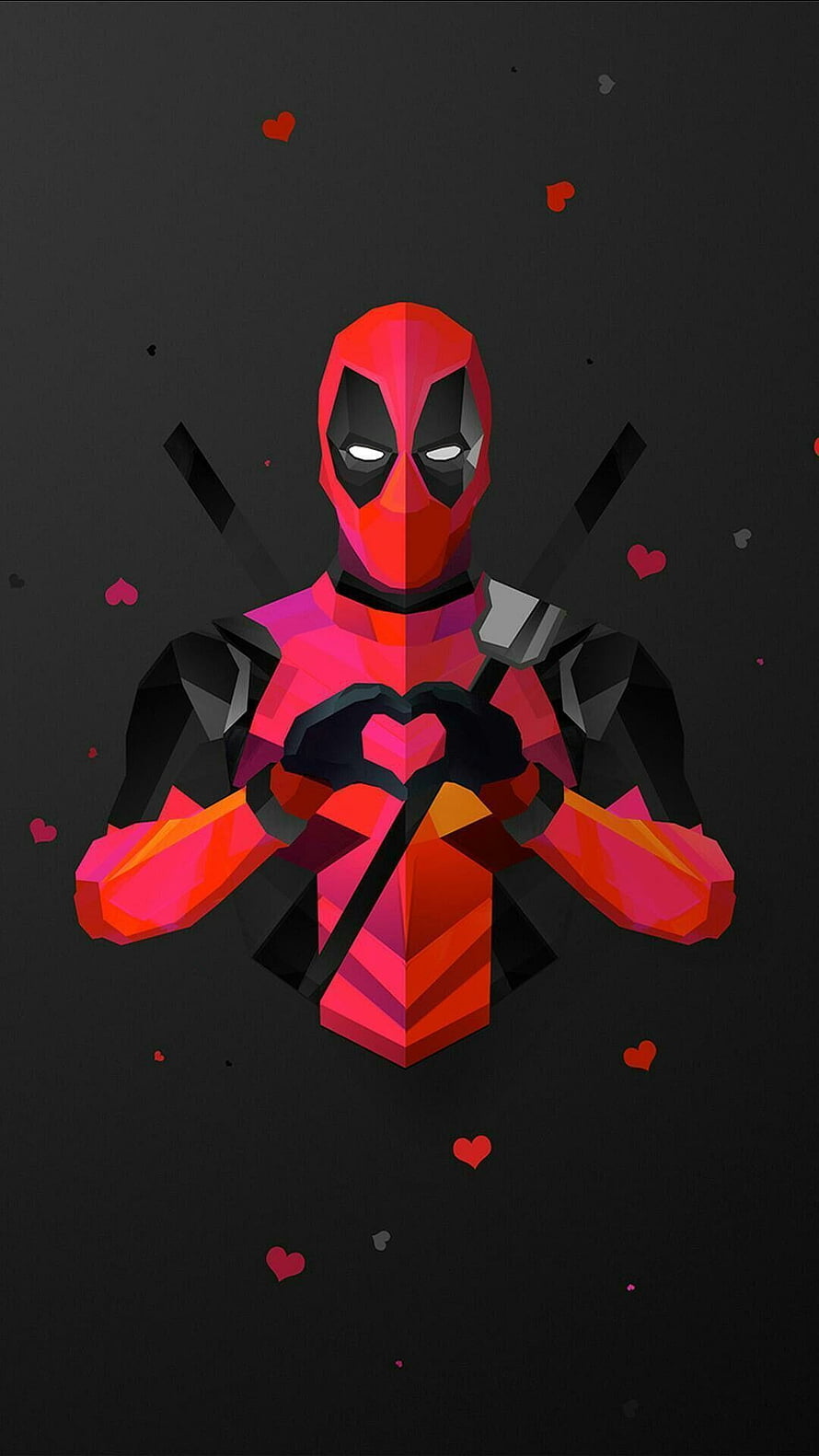 Deadpool Low Poly Art Making Heart Shape With Hands HD phone wallpaper