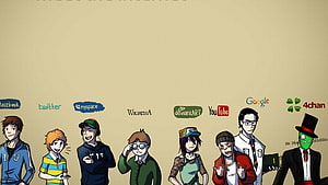 Internet Culture Personified: Facebook, Twitter, 4chan, and More Social Media Mascots HD wallpaper