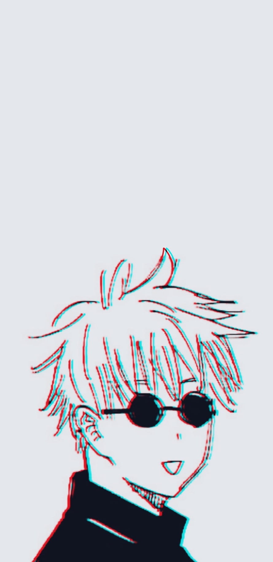 Gojo Satoru from Jujutsu Kaisen in a minimalist line art style with an anaglyph glitch effect HD phone wallpaper