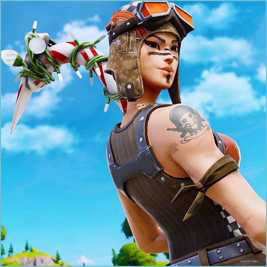 Fortnite Renegade Raider Character Portrait With Goggles And Skull Tattoo HD phone wallpaper