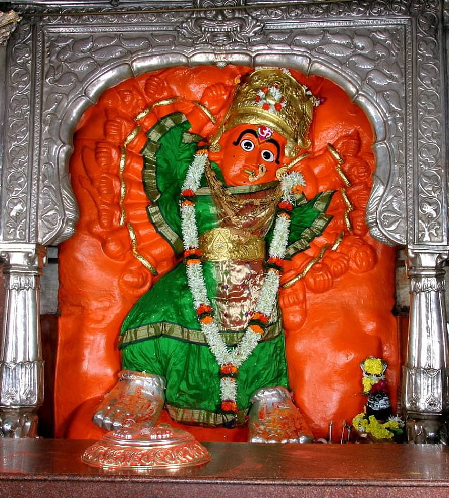 Colorful Statue of Lord Ayyappa in Green Vestments and Golden Crown HD phone wallpaper