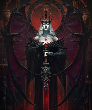 Diablo Immortal Dark Queen with Wings and Sword Fantasy Digital Art HD phone wallpaper