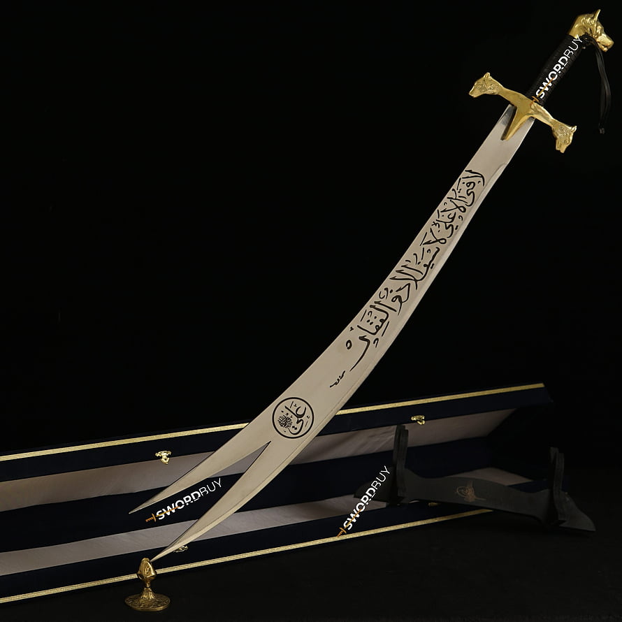Ornate Scimitar Sword With Arabic Calligraphy And Gold Lion Pommel HD phone wallpaper