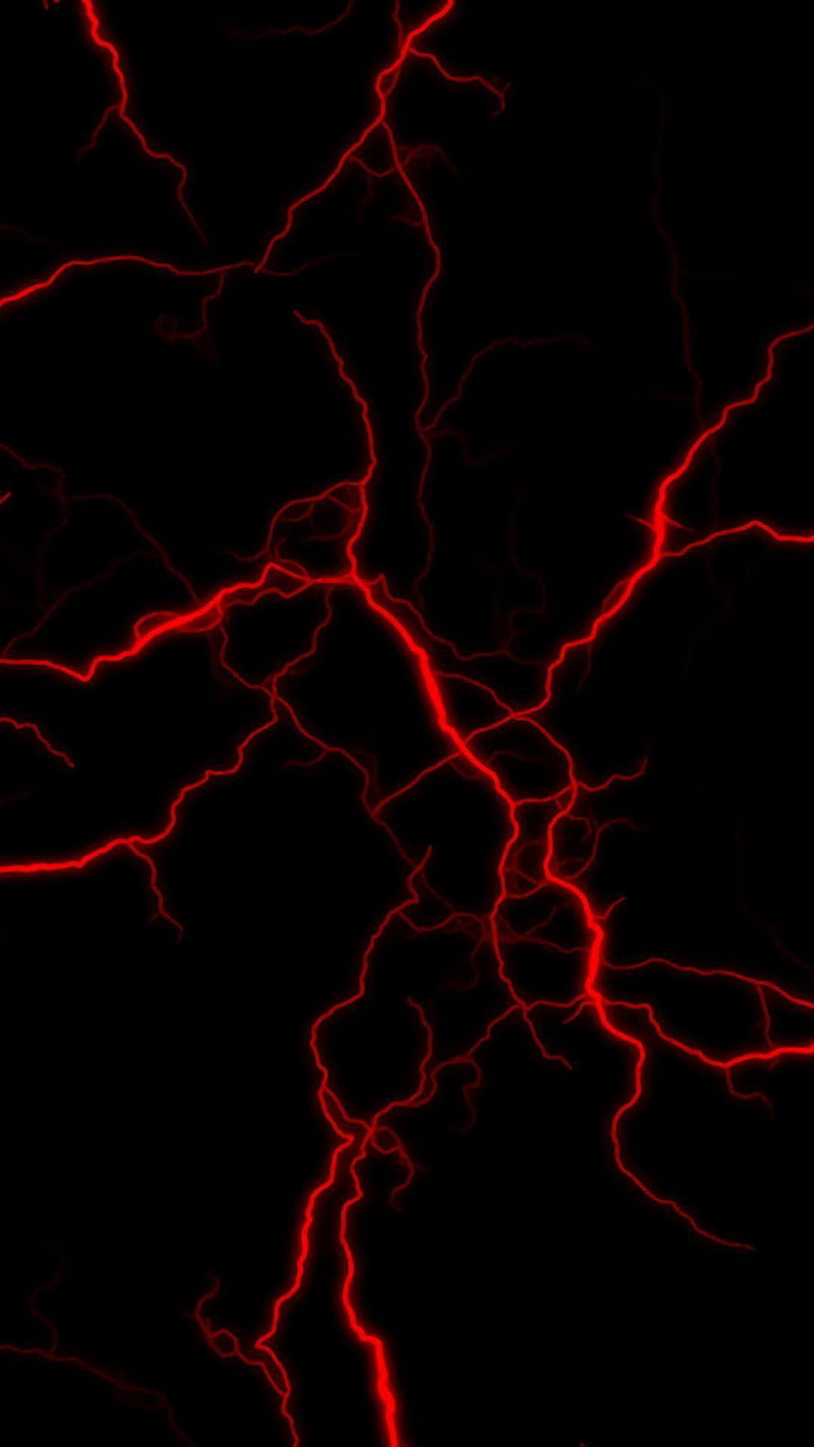 Vibrant red lightning bolts striking through a dark void with intense electric energy and branching plasma arcs HD phone wallpaper