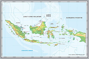 Detailed Physical and Political Map of Indonesia Showing Topography and Provinces HD wallpaper