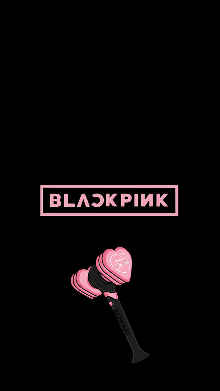 Blackpink Lightstick Wallpaper - Pink Heart Bbyongbong on Black Background HD phone wallpaper