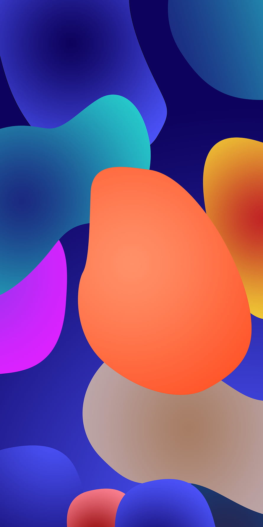 Vibrant Abstract Organic Shapes on Deep Blue Background HD phone wallpaper