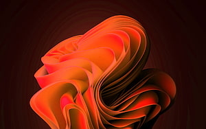 Abstract 3D Render of Flowing Orange and Red Ribbons on Dark Background HD wallpaper