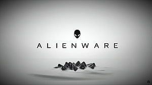 Alienware Minimalist Logo with Alien Head Icon and Spiky Emblem on Gray Gradient Background HD wallpaper