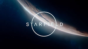 Starfield Official Logo Against a Glowing Planet Horizon in Deep Space HD wallpaper