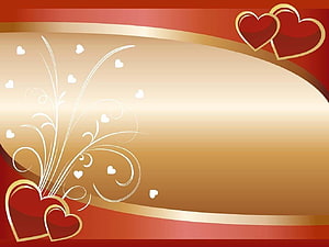 Elegant Red and Gold Wedding Invitation Background with Heart and Floral Accents HD wallpaper