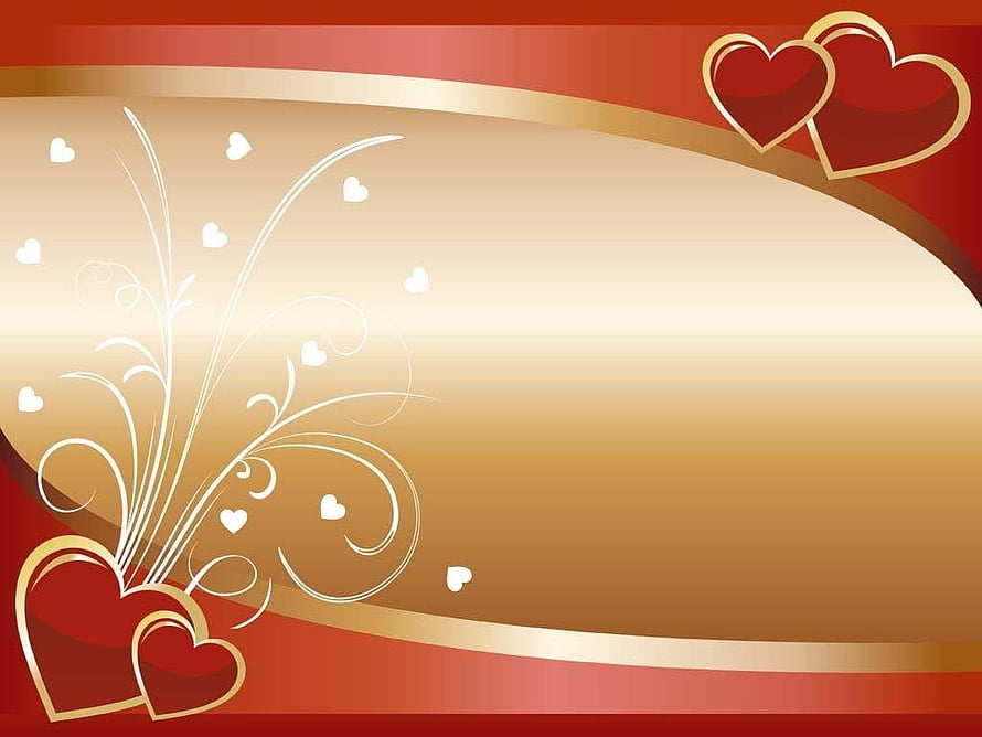 Elegant Red and Gold Wedding Invitation Background with Heart and Floral Accents HD wallpaper